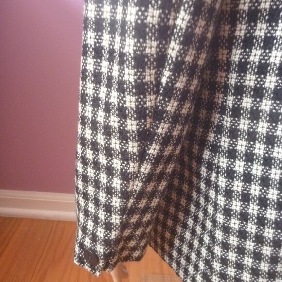 Jones New York Women 100% Pure Wool Black White Blazer 10 Checkered Lapel Single - Picture 6 of 16